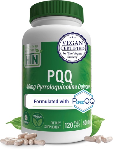 [BRSWGZQNDEDW2237] Health Thru Nutrition PQQ 40mg 120 Servings Pyrrolokinoline Quinone as PureQQ | Promotes Mitochondrial Biogenesis | Certified Vegan | Non-GMO Gluten Soy Free Capsules| Clean Label PQQ Lisa