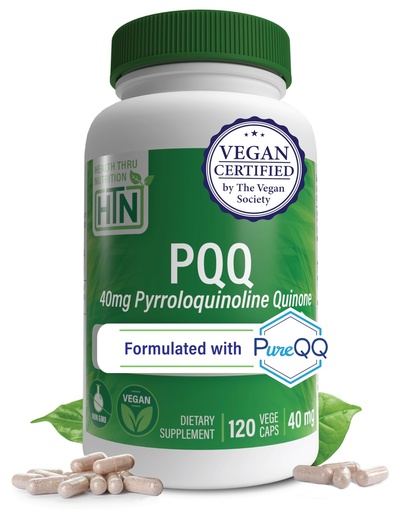 [BRSWGZQNDEDW2237] Health Thru Nutrition PQQ 40mg 120 Servings Pyrroloquinoline Quinone as PureQQ | Promotes Mitochondrial Biogenesis | Certified Vegan | Non-GMO Gluten Soy Free Capsules| Clean Label PQQ Supplement