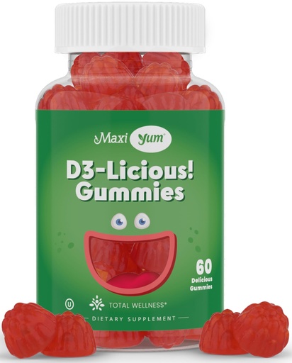 [BRSWGZT2BUARYFDZ] Maxi Health Vitamin D Gummies – 1000 IU Vitamin D3 Gummies – Supports Immune System, Bone & Muscle Wellness – Vegan, Kosher, Cherry Flavor, 60 Count