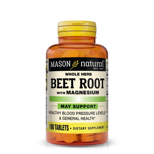 [BRSWGAYHOIGWO2TU] MASON NATURAL Beet Root with Magnesium and Calcium - Healthy Heart and Blood Pressure, Maintain Overall Health, 100 Tablets