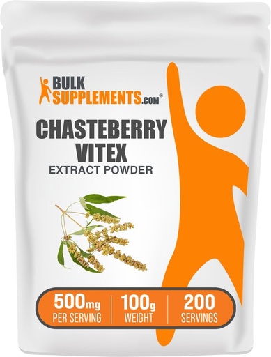 [BRSWGYD4BF5BM2Q2] BulkSupplements.com Chasteberry Extract Powder - Chasteberry Sourced from Vitex Berry, Herbal Supplement - Vegan & Gluten Free, 500mg per Serving, 100g (3.5 oz) (Pack of 1)