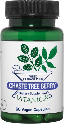 [BRSWIZQ6OUPGKEQ5] Vitanica, Chaste Tree Berry, Vitex Extract Plus, טבעוני, 60 קפסולות