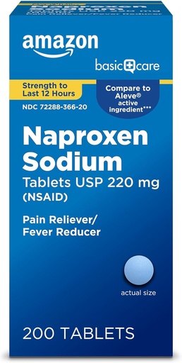 [BRSWGZQPOJYAYYDL] Basic Care Naproxen Natrium Tablets, 200 Count (Pack von 1) (Verpackung kann variieren)