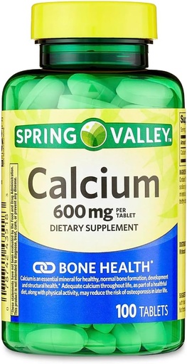 [BRSWG2YTB4FQIALZ] Spring Valley - Calcium 600 mg (Pack of 2) 200 Total Coated Tablets