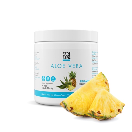 [BRSWGHQLO4HWCG3P] Yes You Can! Aloe Vera Powder Drink Mix - Hydration Booster Infused with Pure Organic Aloe Vera Extract - Delicious Flavors - Made in USA - Antioxidant Rich - Pineapple Flavor - 40 Servings