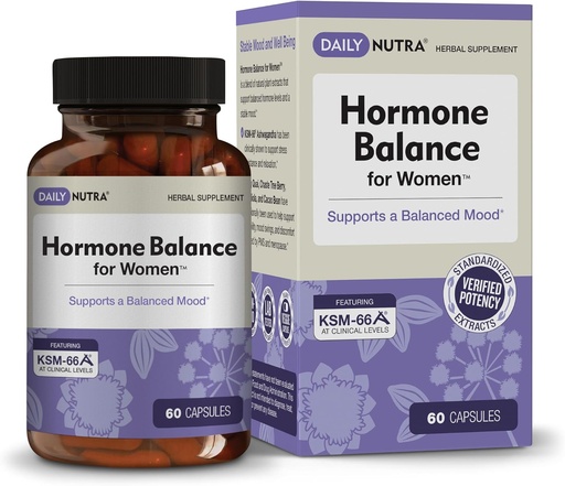 [BRSRMHD5O4OQODL5] Hormone Balance - Women's Serotonin Supplement - KSM-66 Ashwagandha, Dong Quai, Chaste Tree Berry, Rhodiola, & Cocoa Bean Extracts - for Female Hormones, PMS, Menopause (60 Capsules)