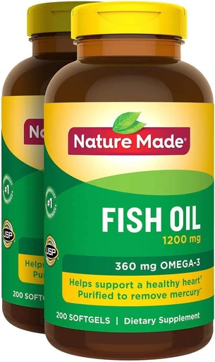 [BRSWKGIHAQGQM2DI] 2 x 200Pk Nature Made Fish Oil 1200 mg Softgels Omega 3