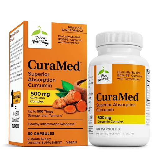 [BRSWGAD7OEAQGADA] Terry Naturally CuraMed 500mg - Antioxidant Supplement for Brain & Immune Health Support - Supplement with Curcumin & Turmeric Essential Oil - Herbal Liver Support - 60 Capsules