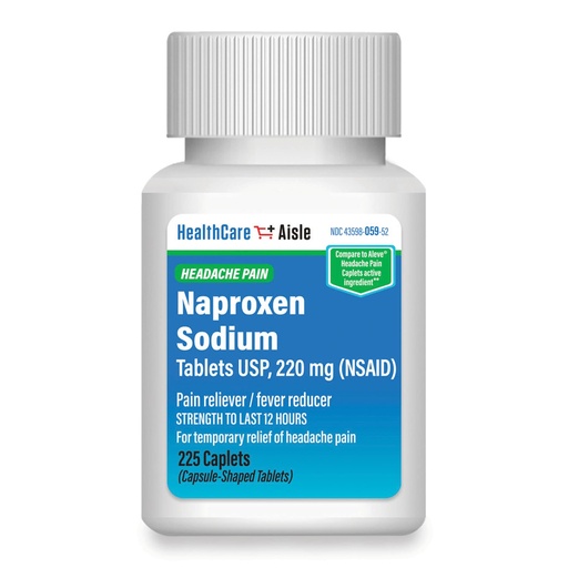 [BRSW2AAKBECA2HLU] HealthCareAisle Naproxen Sodium, 220 mg - 225 caplets - Headache Pain Reliever, Up to 12 Hours of Relief
