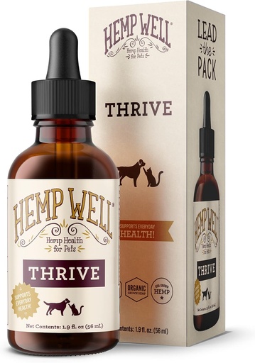 [BRSWECQBOYNAE3LP] Hemp Well Thrive Oil for Dogs and Cats – Supports Hip, Joint, and Heart Health, Promotes Immune Support, Strengthens Skin and Coat, Organically Sourced – 2 Ounces