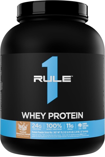 [BRSRA2YECBYQACI3] Rule 1 Whey Protein – 24g Fast-Acting Protein from All-Whey Sources with Naturally Occurring EAAs & BCAAs for Workout Recovery or Anytime Use (5 Pounds*, Toasted Cinnamon Cereal)