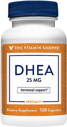 [BRSWIFY7C56RUCAV] Vitamin Shoppe DHEA 25MG, Hormonální a zdravé stárnutí podpora pro oba muže a ženy, jednou denně (120 Kapsle)