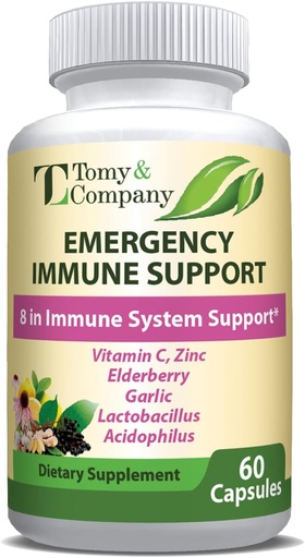 [BRSROAQYPIBRU3D7] Emergency Immune Support Elderberry Capsules, for Men and Women, with Vitamin C, Vitamin D3, Zinc, Gluten Free, Vegetarian 60 Capsules