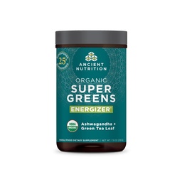 Ancient Nutrition Organic SuperGreens Energizer Powder with Probiotics and B12, Made from Real Fruits, Vegetables and Herbs, for Digestive, Detoxification and Energy Support, 25 Servings