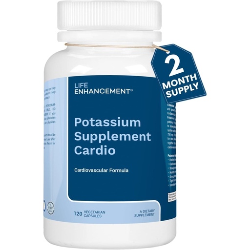 [BRSW2CY5B4IRYEY3] Life Enhancement High Potency Potassium Supplement Cardio synergestic Formula, 750mg Potassium/500 mg Taurine Supports and optimizes Cardiovascular Health Made in USA (120 Capsules – 60 Servings)