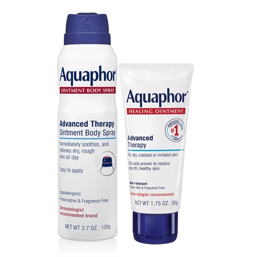[BRSWYHD2OIBQYDQ6] Aquaphor Skin Care Set, Advanced Therapy Healing Ointment (1.75 Oz) + Advanced Therapy Ointment Body Spray (3.7 Oz), Hypoallergenic and Fragrance Free Body Moisturizer for Dry Skin