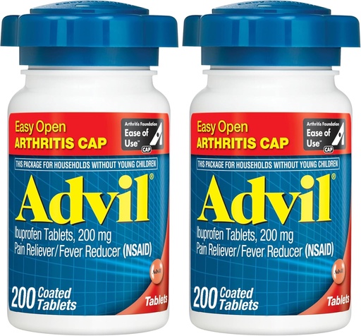 [BRSROBL6A4IW2FAU] Advil Pain Reliever and Fever Reducer, Pain Relief Medicine with Ibuprofen 200mg for Joint Pain, Muscle Ache and Minor Arthritis Pain Relief - 200 Coated Tablets with Easy Open Arthritis Cap
