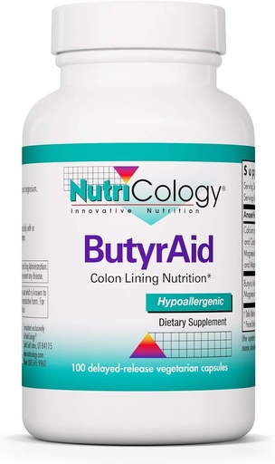 [BRSWIY35C4GQEALI] Nutricology ButyrAid Supplement 200 mg - Butyrate, Gut Health, Butyric Acid, Tributyrin Kompleksi, Colon Lining Nutrition, Postbiyotiks, gecikmiş-Release Vegetarian Capsules - 100 Count