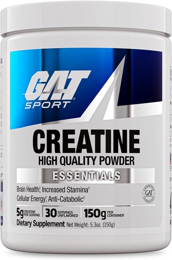 [BRSRO2QDBUIQKETB] GAT SPORT Creatine Monohydrate Powder, 150 Grams, Strength, Brain Health, GLP1 Support Anti-oxidant, Endurance, for Men " , 1 Month Supply, Unflavored (30 Servings)