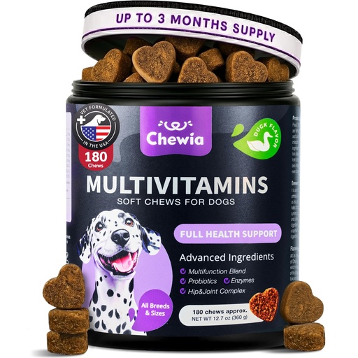 [BRSROA34PIIGEF3G] Dog Multivitamin Chews – 15 in 1 Vitamins for Hip & Joint, Immune and Skin | Daily dog vitamins and supplements for hip & joint, immune defense and skin & coat support in puppies, adult and senior dogs
