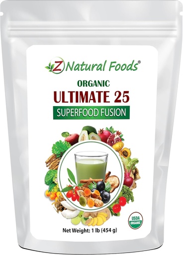 [BRSW2CQLDIIRGDY7] Z Natural Foods Organic Ultimate 25 Superfood Fusion Mistura, Superfood Supplement Powder, Organic, Vegan and Non-GMO, 1 lbs