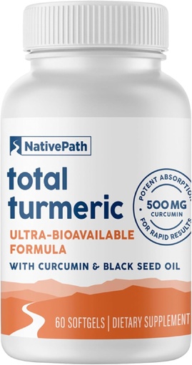 [BRSRMBQDCMFGCAL3] NativePath Turmeric Curcumin with Black Seed Oil - Advanced Antioxidant & Joint Support Supplement - Premium Turmeric Softgels with Enhanced High Absorption, Non-GMO & Gluten-Free, 60 Softgels