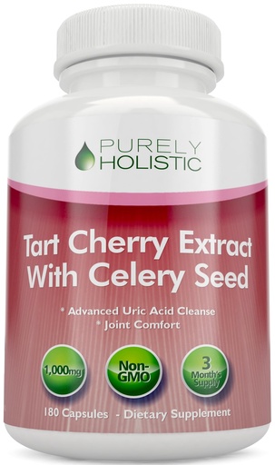 [BRSWYEADO55RMCIZ] Tart Cherry Extract Capsules 1,000mg - 180 Capsules, 3 Month Supply - Blend with Tart Cherry and Celery Seed Powder