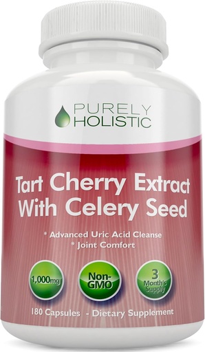 [BRSWYEADO55RMCIZ] Tart Cherry Extract Capsules 1,000mg - 180 Capsules, 3 Month Supply - Blend with Tart Cherry and Celery Seed Powder