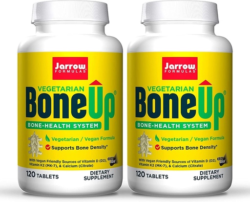 [BRSW2HYRBB4AGFY2] Jarrow Formulas BoneUp Vegetarian - 120 Tablets, Pack of 2 - Vegetarian/Vegan Supplement for Bone Health - Vegan-Friendly Sources of Vitamin D3, Vitamin K2 (as MK-7) & Calcium - 120 Total Servings