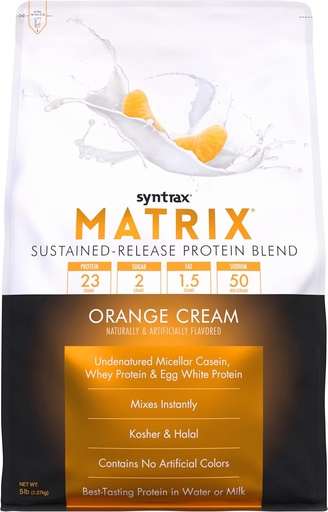 [BRSRMEI2AUCWKHT7] Syntrax Nutrition Matrix - Sustained-Release Protein Blend, Orange Cream, 5 lb.