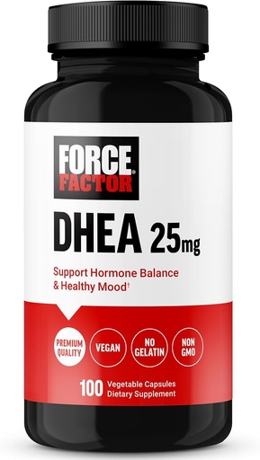 [BRSROFQQB4JR6YLU] FORCE FACE DHEA 25mg, DHEA Suplement for Women and Men to support Hormone Saldo and Healthy Mood, Premium Quality, Vegan Friendly, Non-GMO, 100 Vegetable Capsules