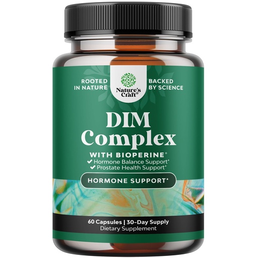 [BRSWGZTQOEFQ2FDF] Pure DIM Supplement for Men with Bioperine - DIM Estrogen Blocker for Men for Hormone Balance & Prostate Health - Diindolylmethane Testosterone Complex with Broccoli Florets - 60 Count