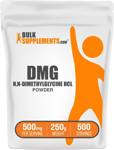 [BRSWIFIAOF6QEFL6] BulkSupplements.com DMG Powder - as N,N-Dimetyyliglysiini HCl, DMG Supplement - Gluteeniton, 500 mg per tarjoilu, 250g (8.8 oz) (Pakkaus 1)