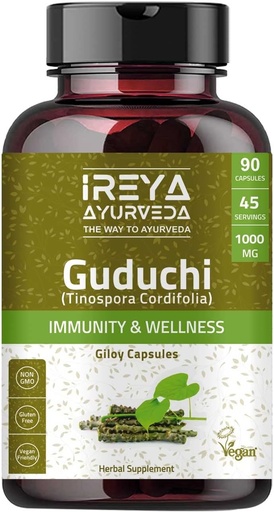 [BRSW2BALOEFQYAD5] Guduchi Capsules Strengthen Immunity and Promotes Cellular Defense, Vitality and Rejuvenating Herb for Digestion (90 Capsules)