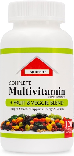 [BRSWGYL6BAPBO2TU] 120 multivitamin Fruit and Vegetable Liquid kapsulak, multivitaminak, gehigarriak, bitamina anitzak antioxidatzaile asko ditu, eguneroko emakumeak, helduen bitamina helduak