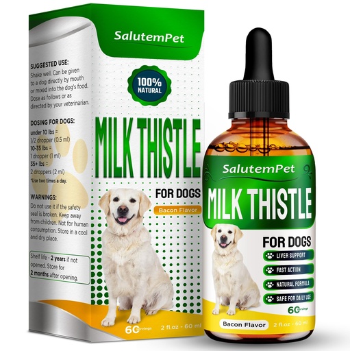 [BRSROBA3DIFWG33D] Milk Thistle for Dogs | Dog Liver Supplement for All Ages and Breeds | Here is Only Herbal Composition | + Attractive and Super Yummy Bacon Flavor | 2 Oz