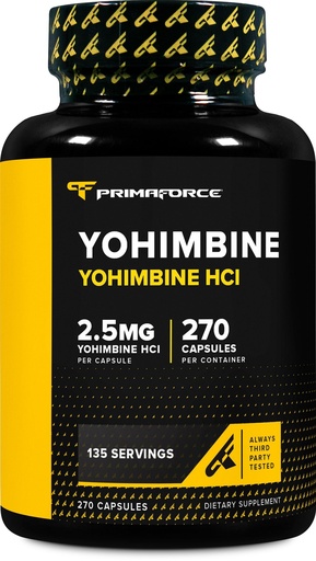 [BRSWG2YQPMFREG3J] PrimaForce Yohimbine HCl 2.5mg, 270 Capsules - Premium Supplement, Boosts Performance, Zero Fillers, Non-GMO and Gluten Free