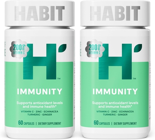 [BRSRAZYZC4HROG3A] Habit Immunity Supplement 2 Pack (120 Capsules) - New Look, Echinacea, Elderberry, Turmeric, Zinc Blend to Support Immune Health and Antioxidant Levels, Vegan, Non-GMO
