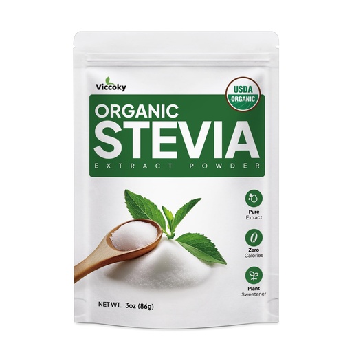 [BRSRAHT4DN5RSCL5] Viccoky Organic Stevia Powder 3oz (86g), Pure Stevia Extract Powder, Sugar-Free & 0 Calories, No Additives, Sugar Substitute, Natural Sweetener