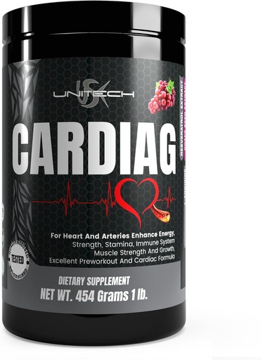 [BRSRAGT7B4BQI2D2] Unitech USK Cardiag Poudre de raisin en supplément naturel avec L-Arginine, L-Citrulline, Extrait de graines de raisin, Resveratrol et Coenzyme Q10.