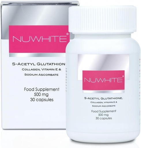 [BRSWGZQZPIHA2ETP] Nu White S-Acetyl Glutathione New Mejorado Formula Skin Whitening 30 cápsulas