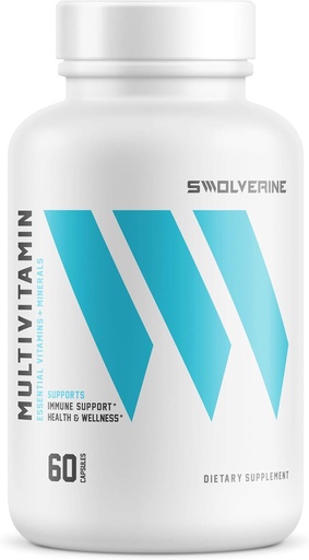 [BRSW2BQNOF5QGEL7] Swolverine Multivitamin | Enhanced Vitamins & Minerals Capsule, Magnesium, Zinc, Chromium, Iron, Calcium, Biotin, (30 Servings)
