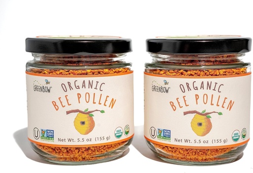 [BRSWG2QDCEBGEF3D] Greenbow Organic Bee Pollen - 100% USDA Certified Organic, Non- GMO, Pure, & Natural Bee Pollen - Superfood Pack with Proteins, Vitaminai & mineralai - Kosher Sertifikuotas, Gluten Free -155g x 2 stiklainiai