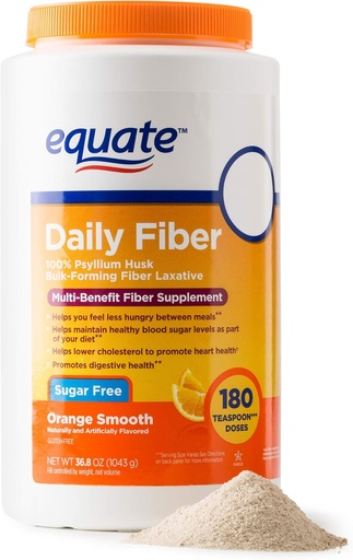 [BRSWIY32CZ4WC23U] Equate - Fiber Therapy, Smooth Texture, Orange Flavor, Powder, 36.8 oz, Sugar Free 180 Doses