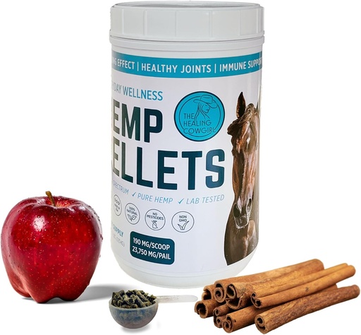 [BRSRAAQZAANWY23V] Everyday Wellness Hemp Pellets for Horses (2.5 lbs) w/Apple Cinnamon Flavor - Calming - New Joints & Mobility - אלרגיות - אלרגיות - Equine Care - 62 יום אספקה (Twice/Day)