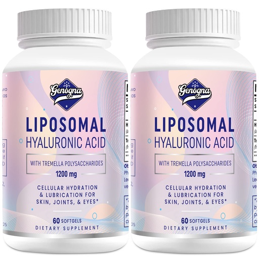 [BRSRMZYYDIMWOHL6] Liposomal Hyaluronic Acid Supplements 1000mg-High Bioavailable Dietary Hyaluronic Acid Capsules-with 200 mg Tremella Polysaccharides for Double Strength Skin Hydration,Joint Lubrication,2 Pack