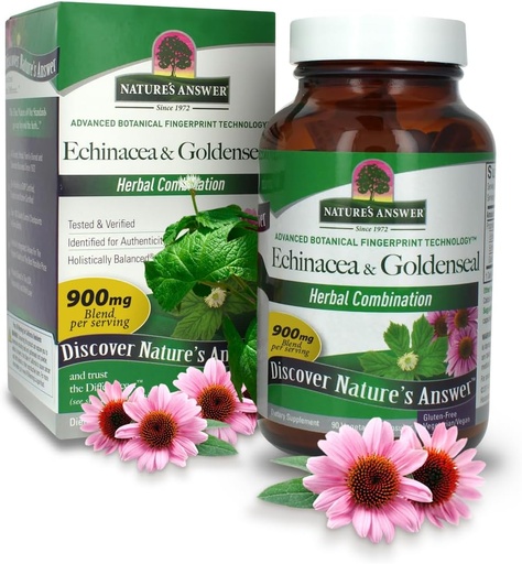 [BRSWIYQZAR6RS2A7] Nature's Answer Echinacea & Goldenseal | Dietary Supplement | Supports a Healthy Immune System | Non-GMO & Kosher Certified | Vegetarian/Vegan Capsules 90ct