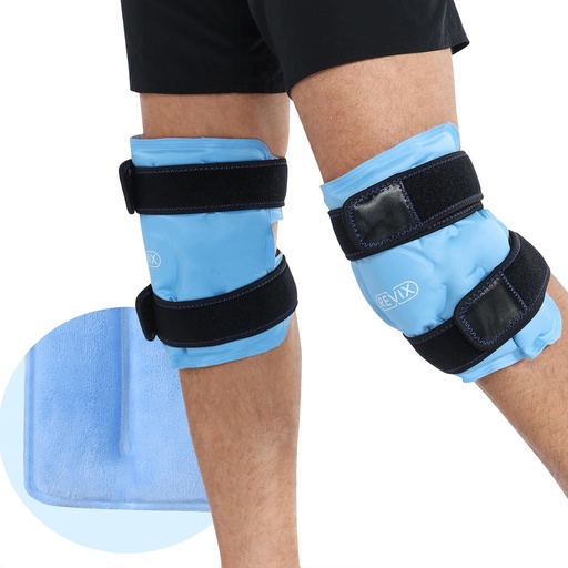[BRSWYZA3OIIRYFYY] REVIX ice Wraps for Knee Discomfort, Gel Ice Packs Reusable with Cold Compression, Knee Cold Pack to Relax Sore Muscles and Joints, Plush Cover and Hands-Free Application, A Set of Two