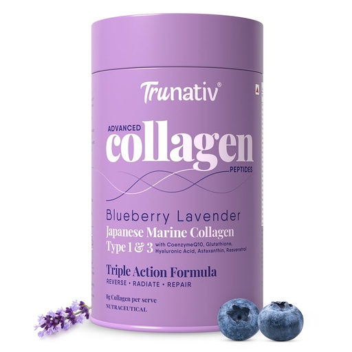 [BRSRAGAODIHB4YAV] Trunativ Collagen Supplements | Advanced Japanese Marine Collagen Powder for Women & Men | Type 1 and 3 Hydrolyzed Peptides | Supplement with Hyaluronic Acid | Supports Skin Glow, Hair Growth, and Nail Strength | Blueberry Lavender (200g)