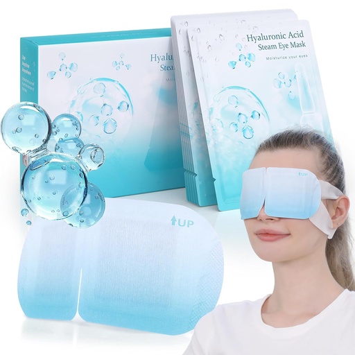 [BRSRAYYQOEPBAAD3] LC-dolida 14 Packs Hyaluronic Acid Steam Eye Mask Heated Eye Mask for Dry Eyes Disposable Self Heating Eye Steam Mask for Sleep Spa Travel Business Trip Supplements Relaxation Gifts for Women, Men